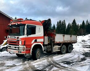 Scania P124 *AWD *4x4 *3 axles *DUMPER+crane PALFINGER 24500+WINCH *3 W Pritsche LKW