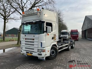 Scania R 124 L 400 6x2 NA Euro 2 handgeschakeld met kabel containersyst Seil Abrollkipper